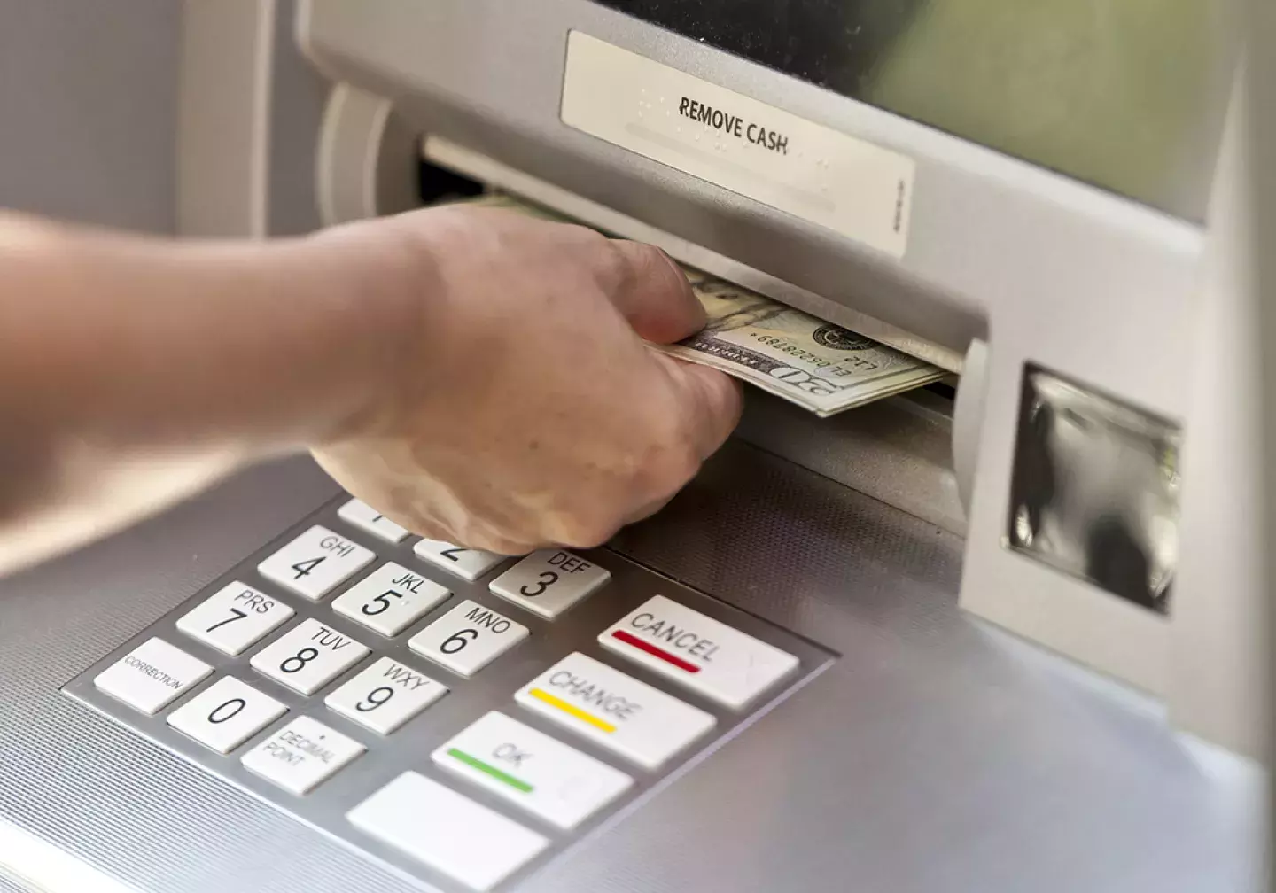 Removing cash from ATM