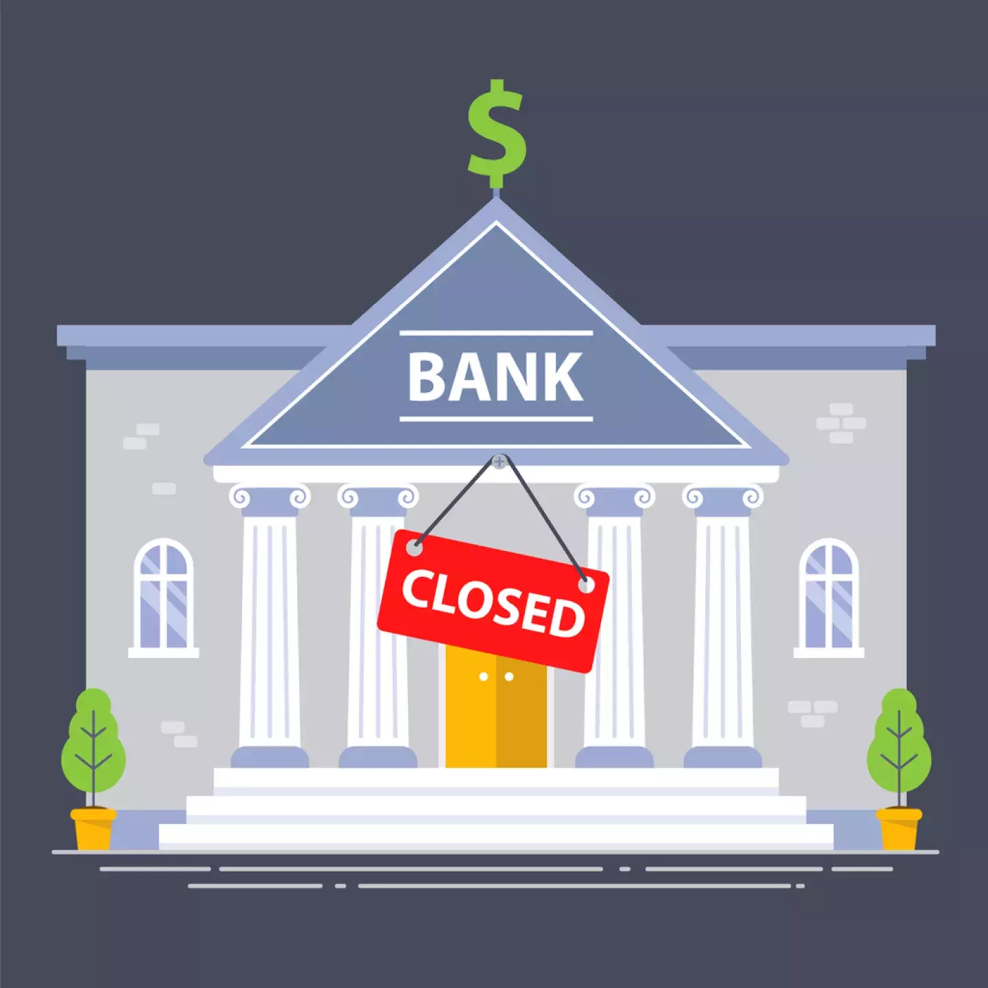 Illustration of bank branch closed